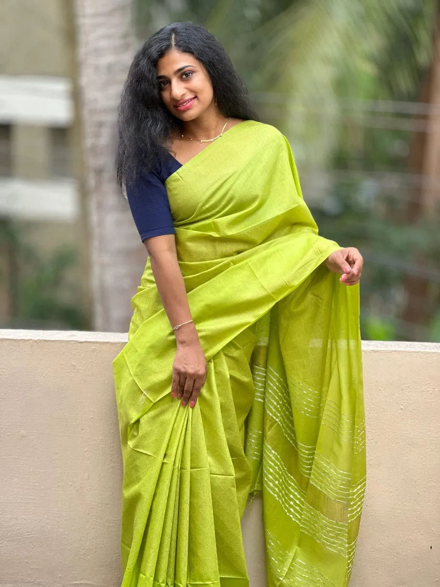 Pure Katan Silk Handloom Saree with Zari Border
